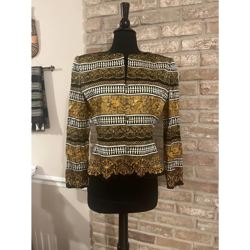 100%Silk Adriana Papell black& gold jacket! Stunning